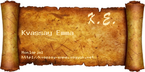 Kvassay Emma névjegykártya