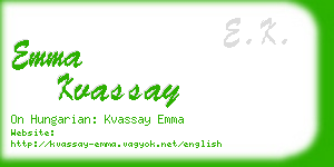 emma kvassay business card